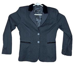 Escada Sport Blazer Womans Size 10/40 Black Virgin Wool 2-Button Velvet Collar